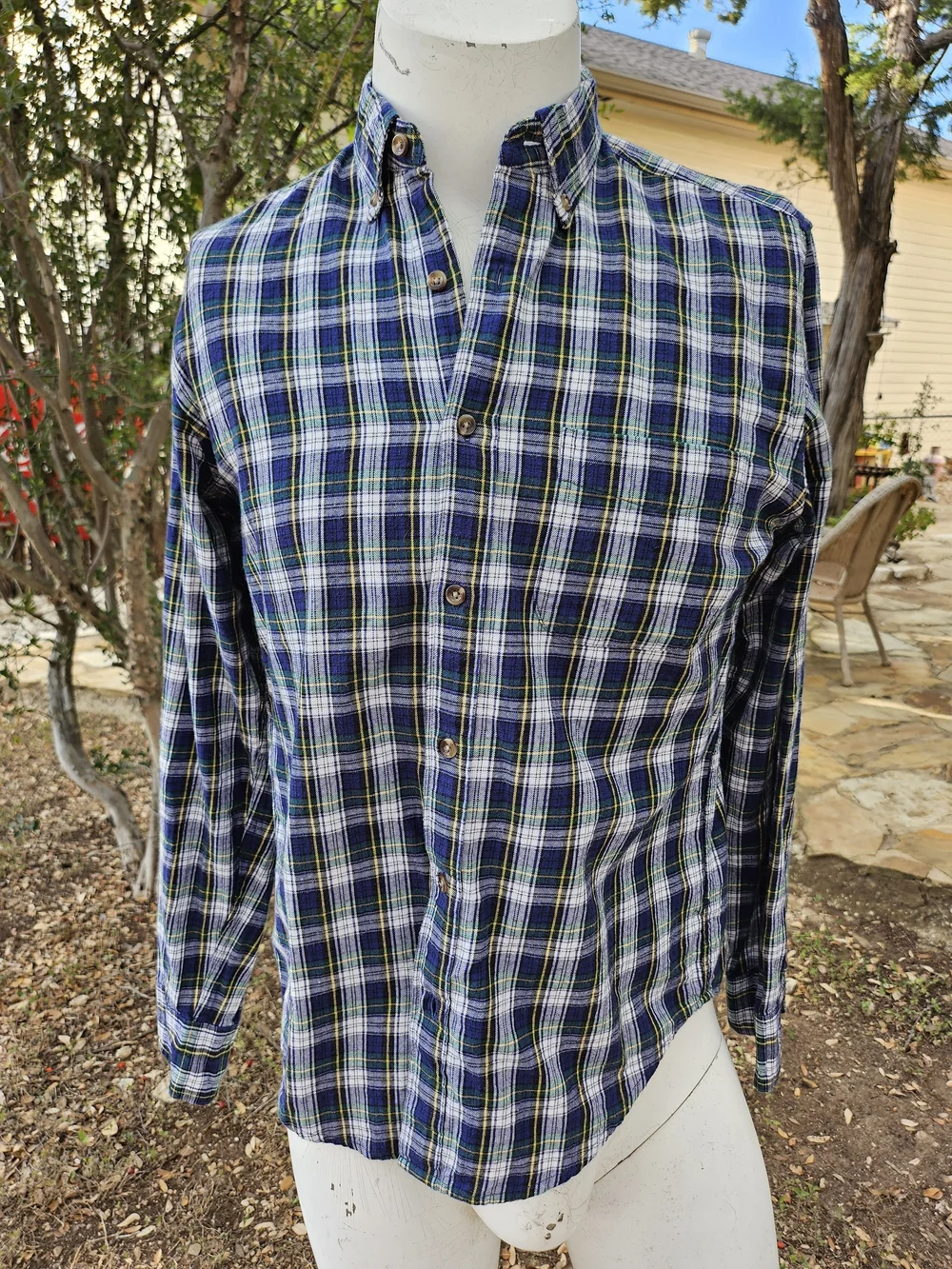 Lot Of 3 J. Crew Plaid Cotton Flannel Button-Down Shirts Blue and Green Tones M